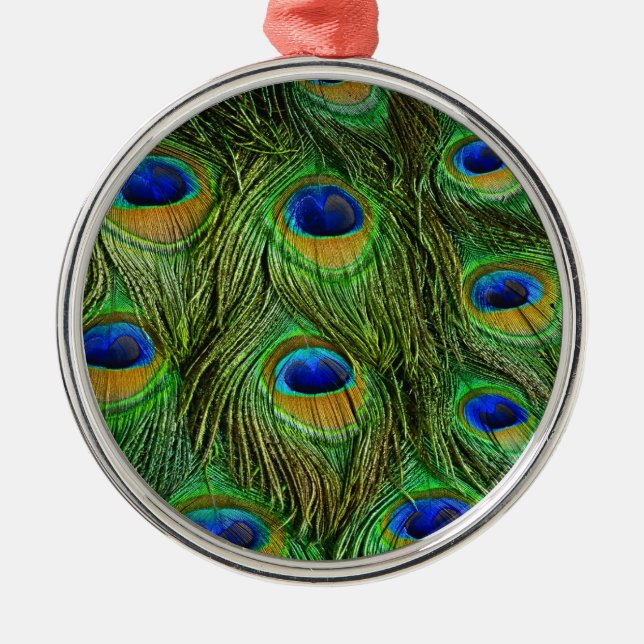 Vackra Peacock Feathers Julgransprydnad Metall (Framsidan)