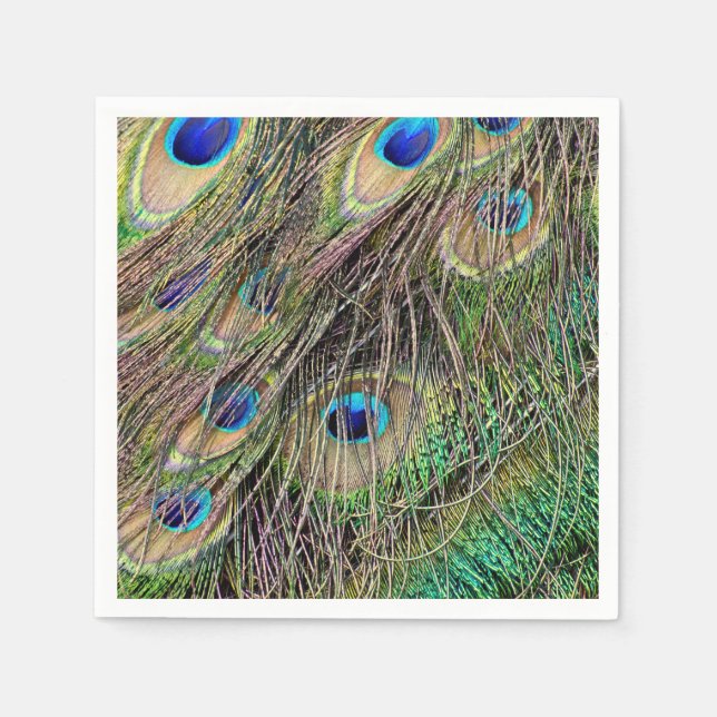 Vackra Peacock Feathers Pappersservett (Framsidan)