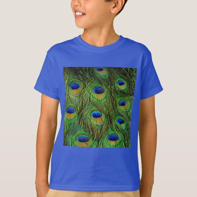 Vackra Peacock Feathers T-shirt (Framsida)