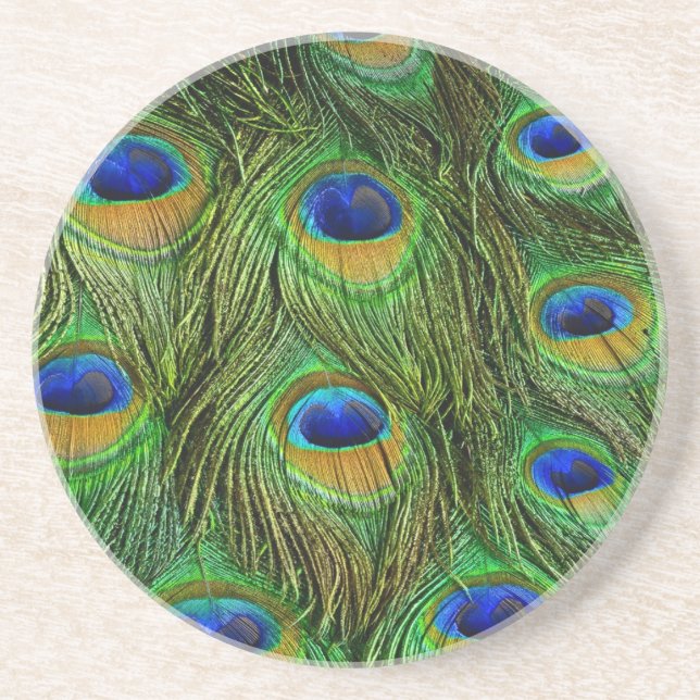 Vackra Peacock Feathers Underlägg (Framsidan)