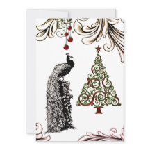 Vackra Peacock och Julgran Flat