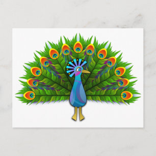 Vackra peacock som visar plasma vykort