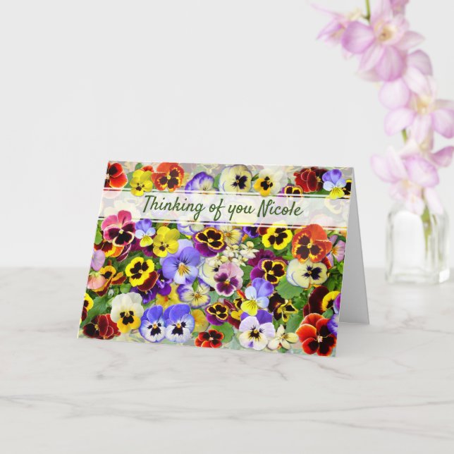 Vackra penséer önskar god hälsa kort (Orkide)