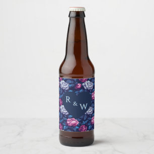 Vackra Peonies Estetisk Vindruvebröllop Ölflaska Etikett