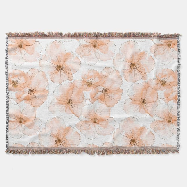 Vackra Persika Blommor Filt (Framsidan)