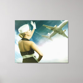 Vackra personer Retro Flight Attendant Canvas Art