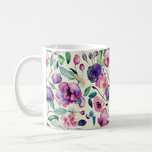 Vackra Pinks och Lila Blommigt Kaffemugg