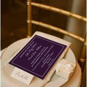 Vackra plommon och Grått Bröllop Inbjudningar