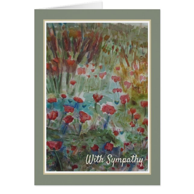 Vackra poppies Sympathy Card Hälsningskort (Framsidan)