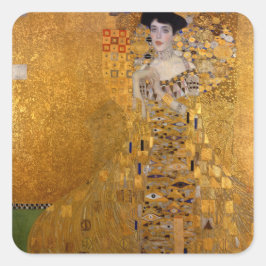 Vackra porträtt i dam av Gustav Klimt,Deco Fyrkantigt Klistermärke