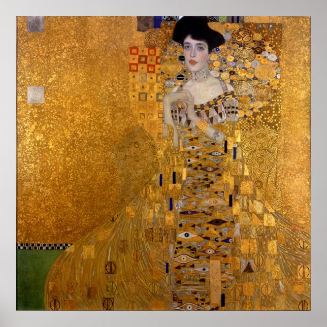 Vackra porträtt i dam av Gustav Klimt,Deco Poster (Framsidan)