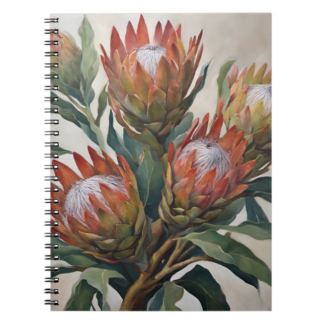 Vackra Protea Flowers från södra Afrikan Anteckningsbok (Framsidan)