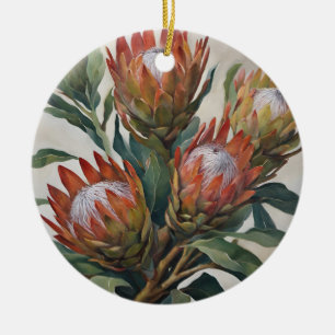 Vackra Protea Flowers från södra Afrikan Julgransprydnad Keramik
