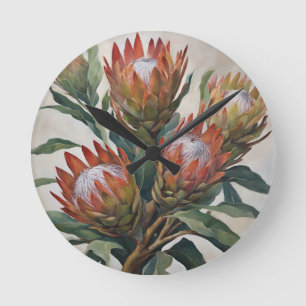 Vackra Protea Flowers från södra Afrikan Rund Klocka