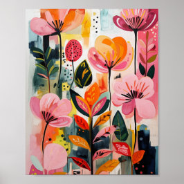 Vackra, pulserande blommigtar poster
