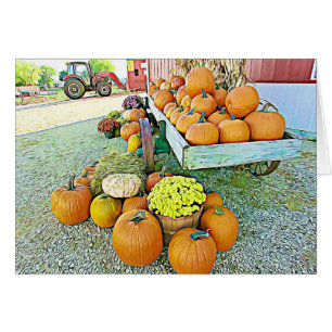 Vackra pumpor och blommor Halloween höstkort Hälsningskort