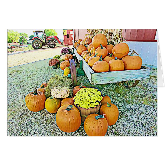 Vackra pumpor och blommor Halloween höstkort Hälsningskort (Framsidan Horizontal)