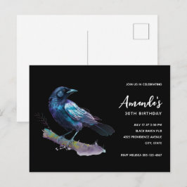 Vackra Raven på en Träd-Gren-födelsedag Inbjudan Vykort