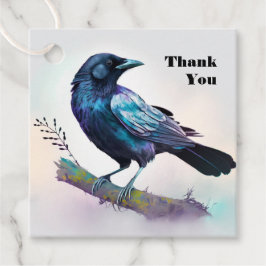Vackra Raven på en Träd Gren Tack Gåvor Etiketter