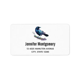 Vackra Raven på Träd Gren Adressetikett