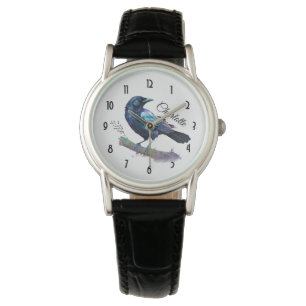 Vackra Raven på Träd Gren Armbandsur
