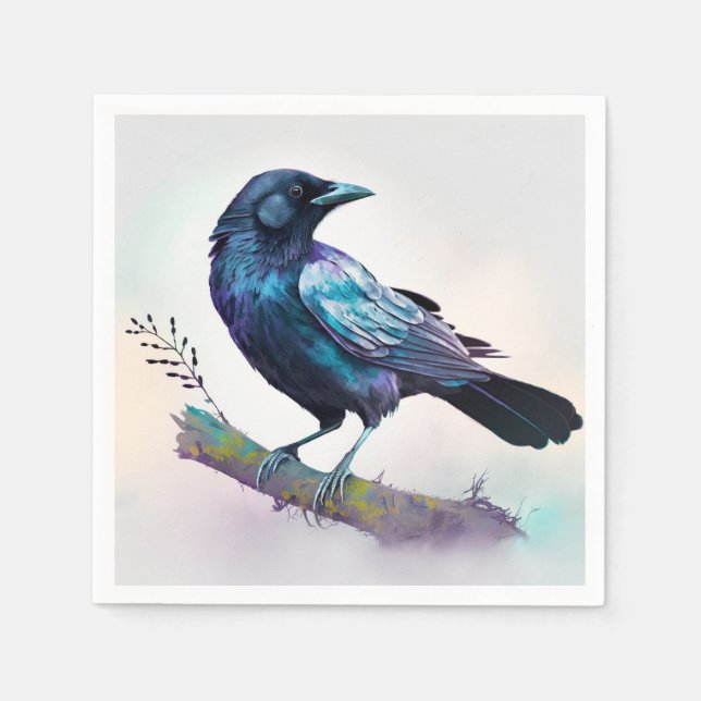 Vackra Raven på Träd Gren Pappersservett (Framsidan)
