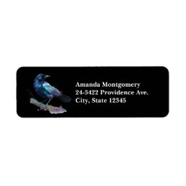 Vackra Raven på Träd Gren Returadress Etikett
