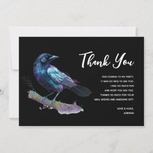 Vackra Raven på Träd Gren Tack Kort