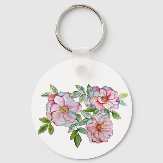 Vackra realistiska akvarellrosor. nyckelring (Framsida)