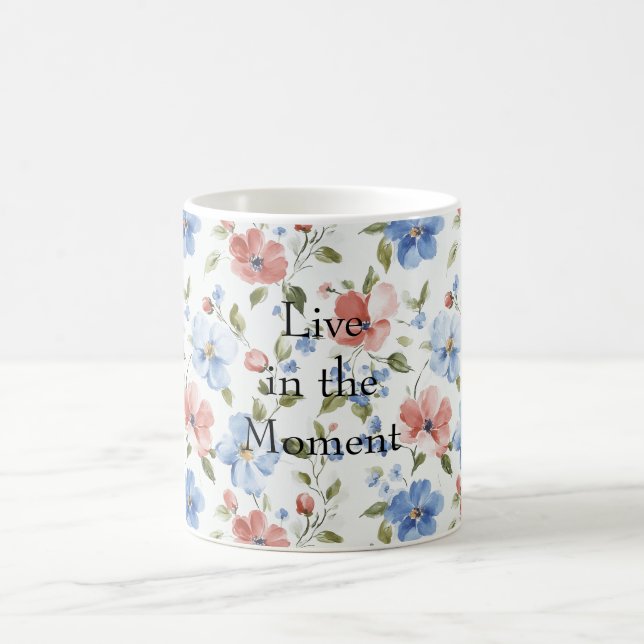 Vackra Röda Blå Blommor Kaffemugg (Center)