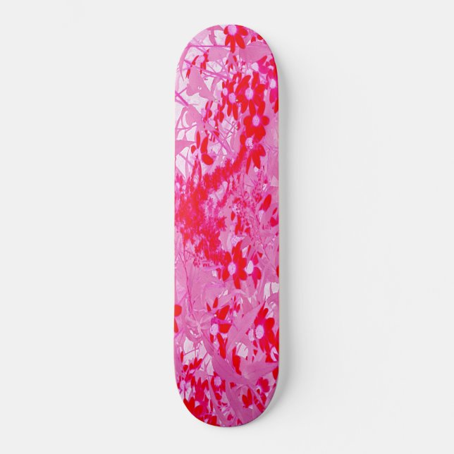 Vackra Röda Blommor Mini Skateboard Bräda 18,5 Cm (Framsida)