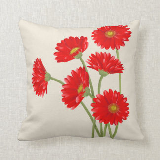 Vackra röda gerbera-tulpaner kastkudde kudde