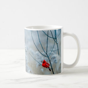Vackra röda kardinalen i Snö Kaffemugg