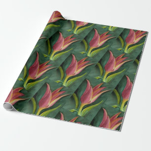 Vackra röda och Orange Tulip Presentpapper