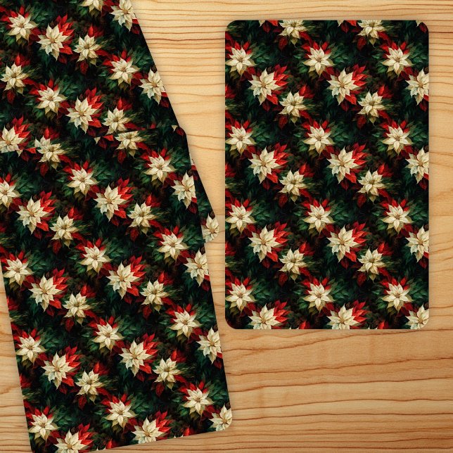 Vackra röda och vita Poinsettias Casinokort (Skapare uppladdad)