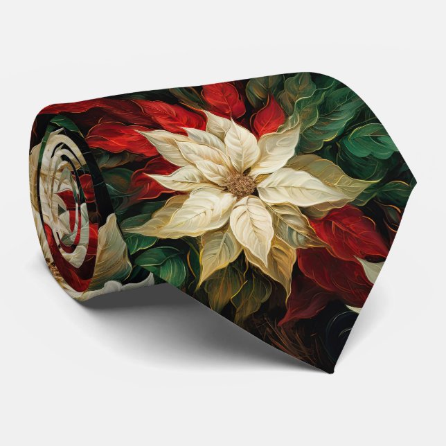 Vackra röda och vita Poinsettias Slips (Rullad)