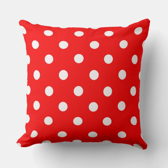Vackra Röda och vita Polka dots Mönster Kudde (Framsida)