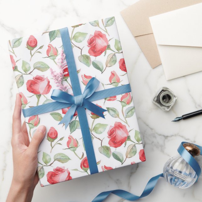 Vackra Röda Rosor Bröllop Presentpapper (Gifting)
