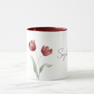 Vackra röda tulpanblommor mugg