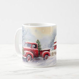 Vackra röda Vintagen Lastbil Wintery Ligcape Kaffemugg