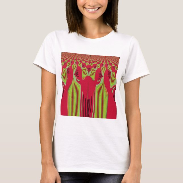 Vackra, rödaktiga och Gult Afrikas stamkonst T-shirt (Framsida)
