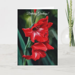 Vackra rödblommor Garden Art-födelsedagskort Kort