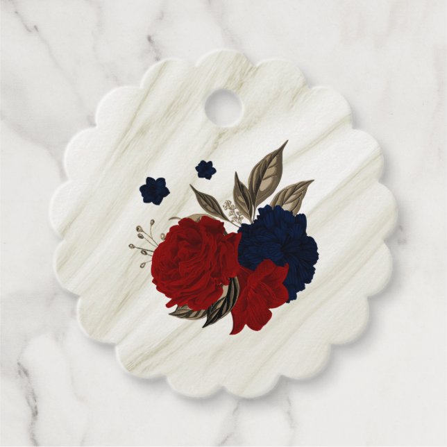 Vackra rödblommor och marinblommor botaniska gåvor etiketter (Framsida)