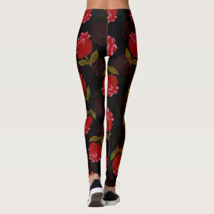 Vackra rödgenomskinliga ro-broidery mönster leggings