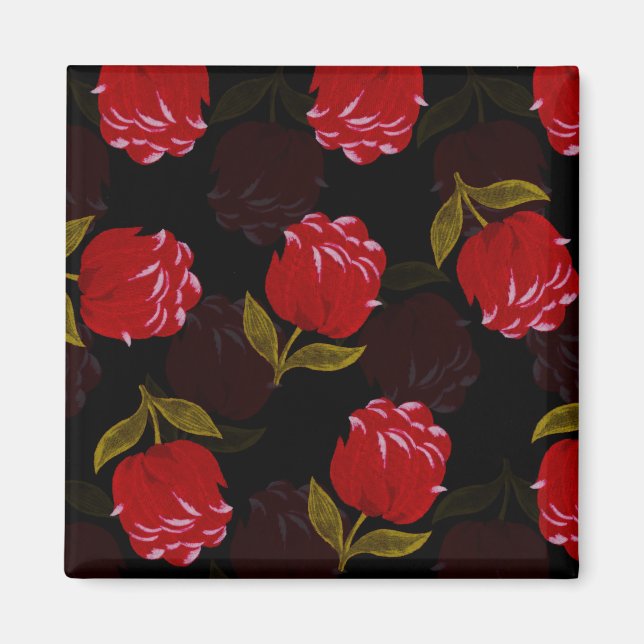 Vackra rödgenomskinliga ro-broidery mönster magnet (Framsidan)