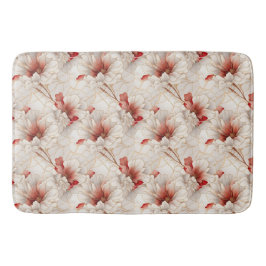 Vackra rödvita Blommigten Badrumsmatta