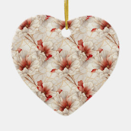 Vackra rödvita Blommigten Julgransprydnad Keramik