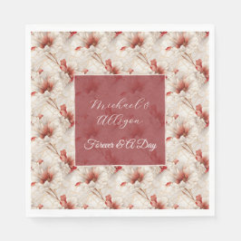 Vackra rödvita Blommigten Pappersservett