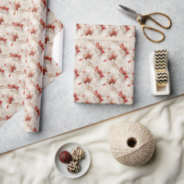 Vackra rödvita Blommigten Presentpapper