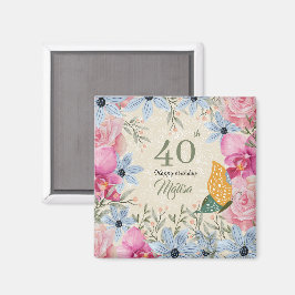 Vackra, roliga, botaniska teckningar 40:e magnet